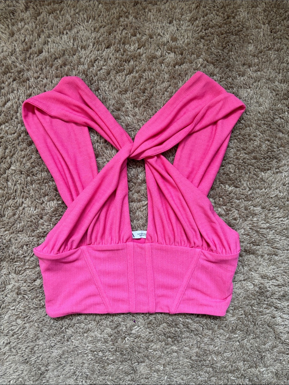 Hot Pink Twist Ribbed Crop Top